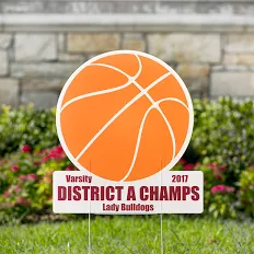 Custom basketball-shaped yard sign